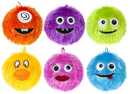 Inflatable Funny Face Furry Ball With Eyes - 15cm - Inflatable Toy World